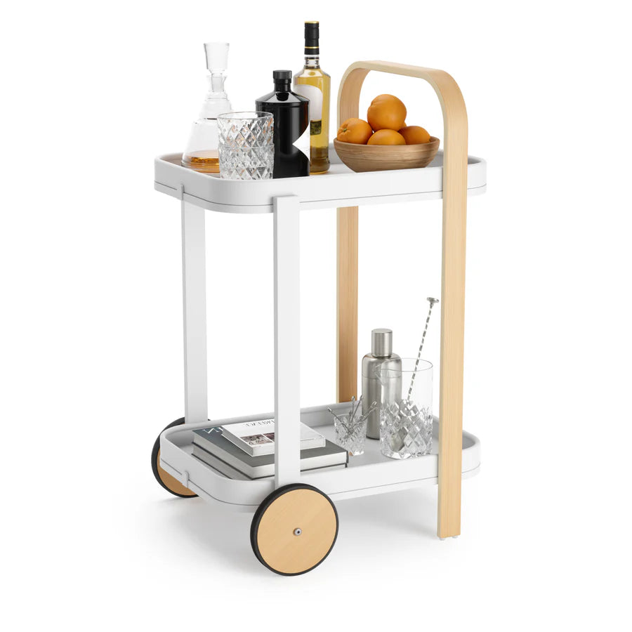 Bellwood Bar/Serving Cart - White/Natural