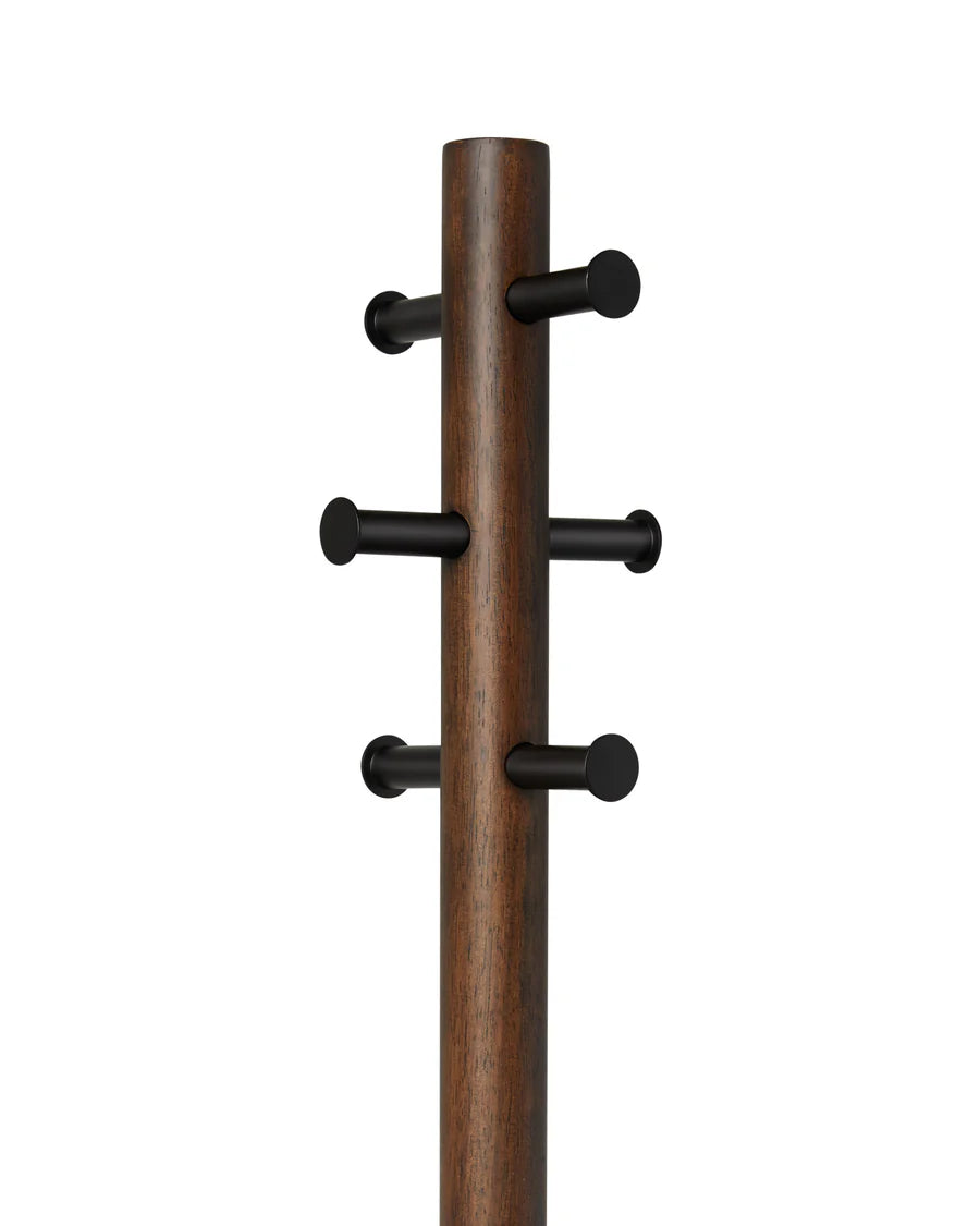Pillar Stool/Coat Rack - Black/Walnut