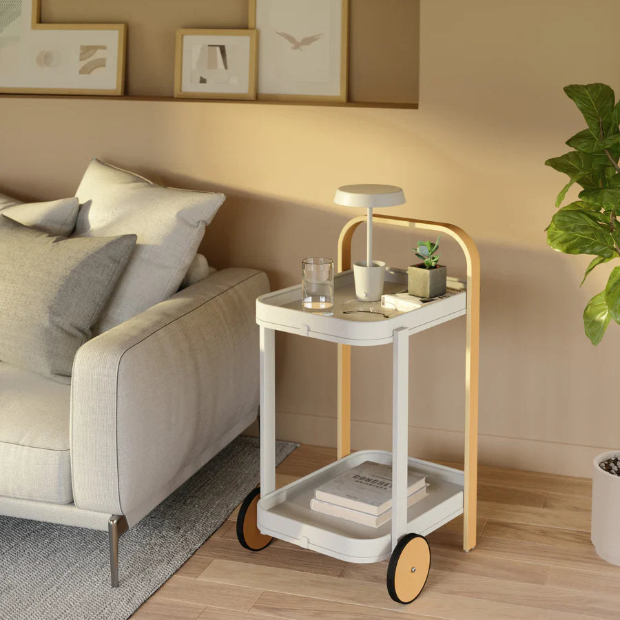 Bellwood Bar/Serving Cart - White/Natural