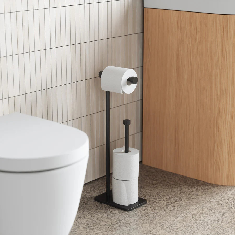 Cappa Toilet Paper Holder & Resserve - Black