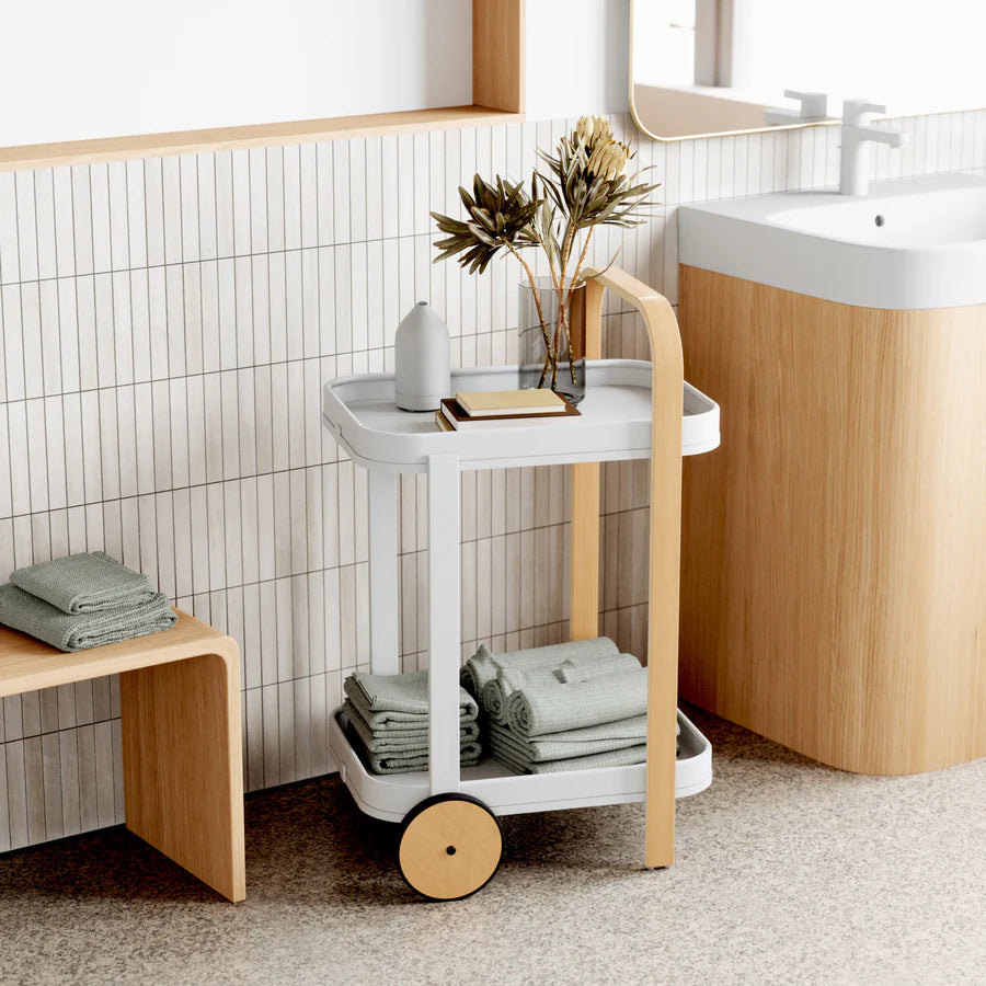 Bellwood Bar/Serving Cart - White/Natural