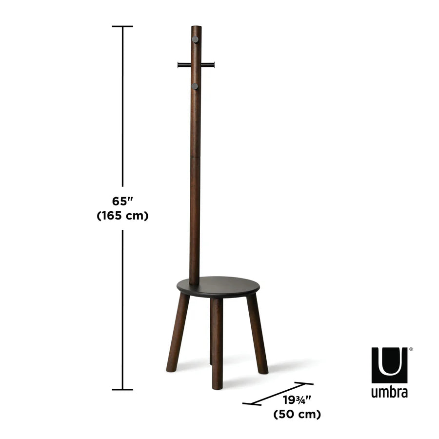 Pillar Stool/Coat Rack - Black/Walnut