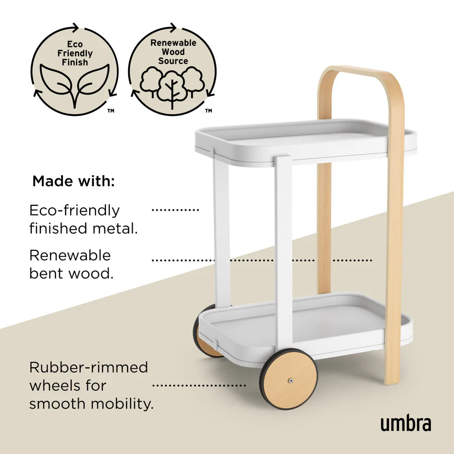 Bellwood Bar/Serving Cart - White/Natural
