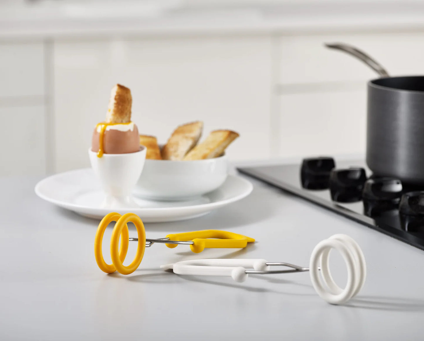 O-Tongs Set of 2 Egg Boiling Tongs - White/Yellow