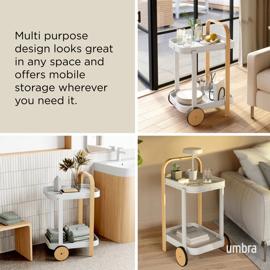 Bellwood Bar/Serving Cart - White/Natural