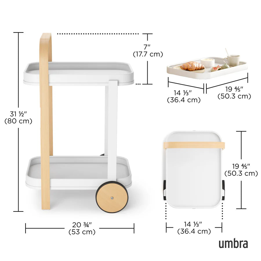 Bellwood Bar/Serving Cart - White/Natural
