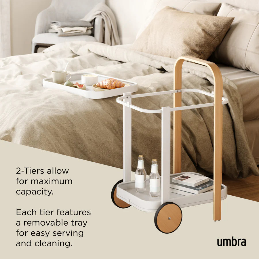 Bellwood Bar/Serving Cart - White/Natural