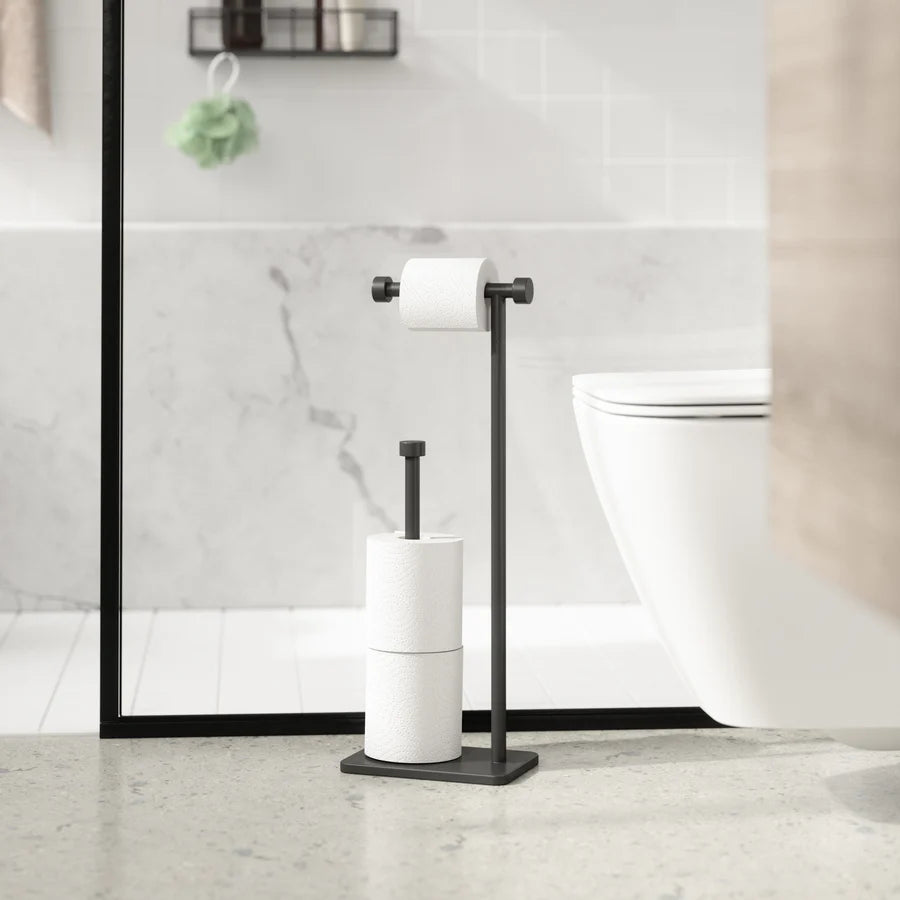 Cappa Toilet Paper Holder & Resserve - Black