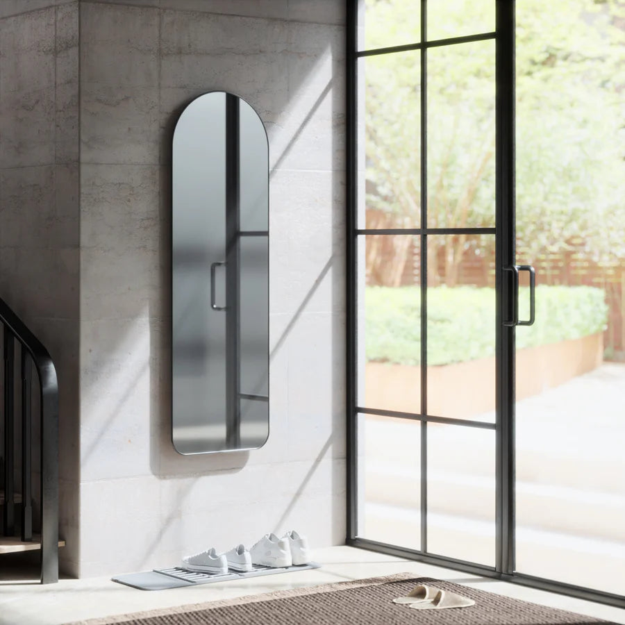 Hubba Arched Leaning Mirror 20"x62" - Metal/Titanium