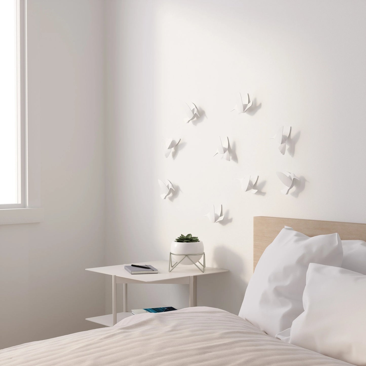 Hummingbird Wall Decor (Set of 9) - White