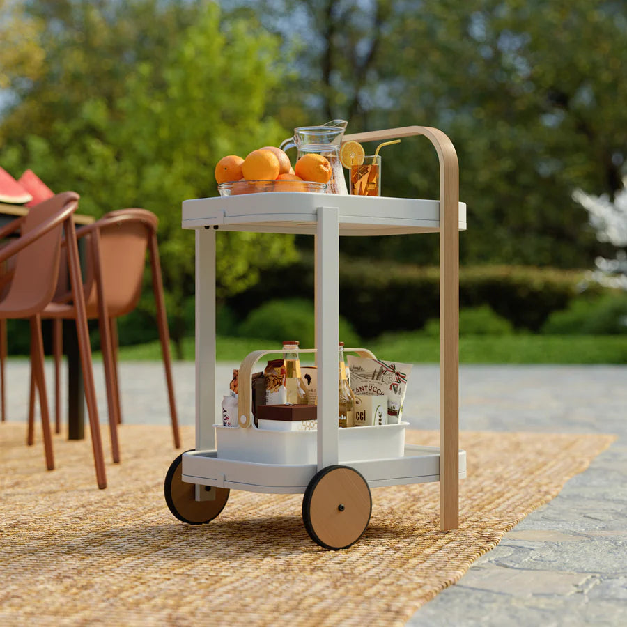 Bellwood Bar/Serving Cart - White/Natural