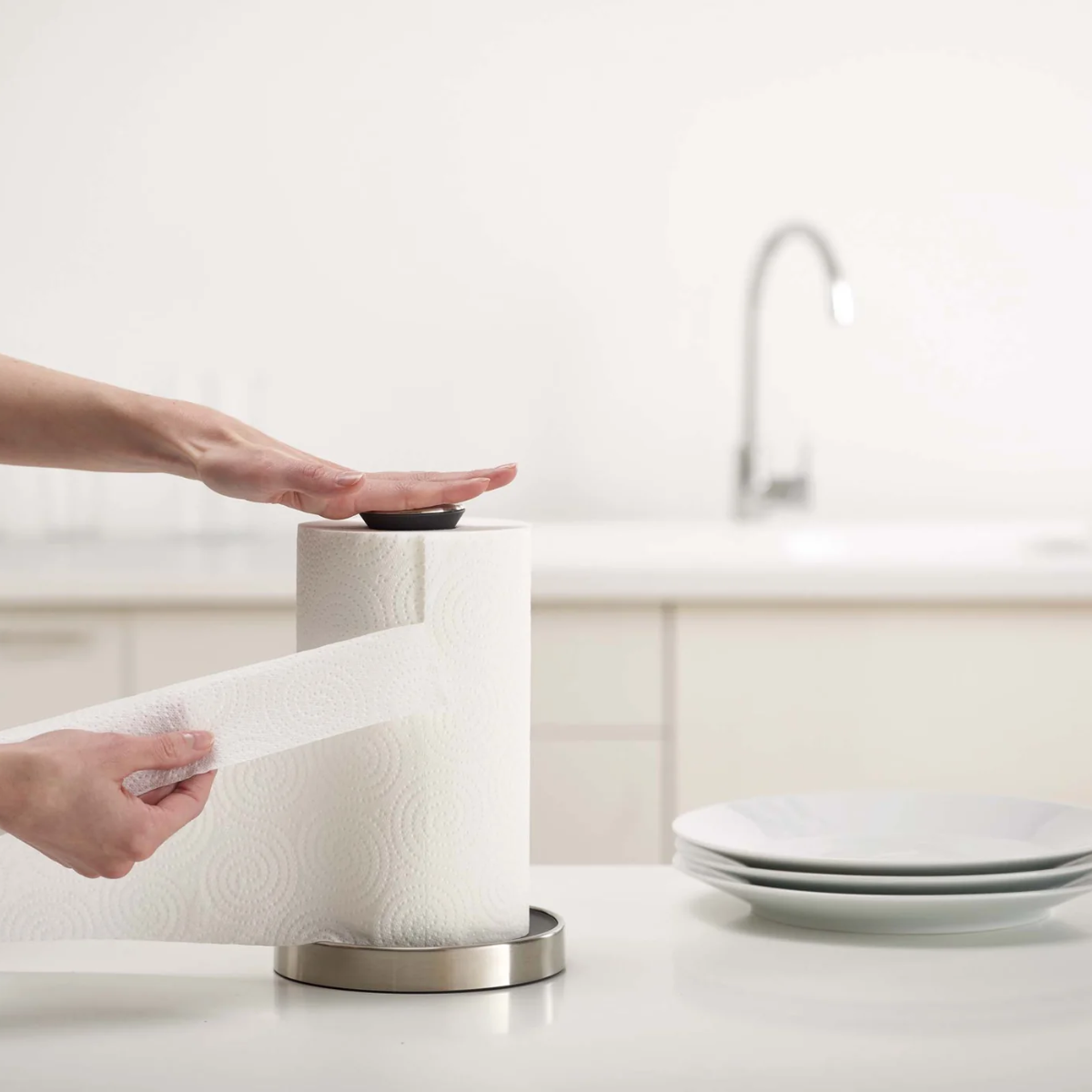 Push & Tear Kitchen Roll Holder - Grey