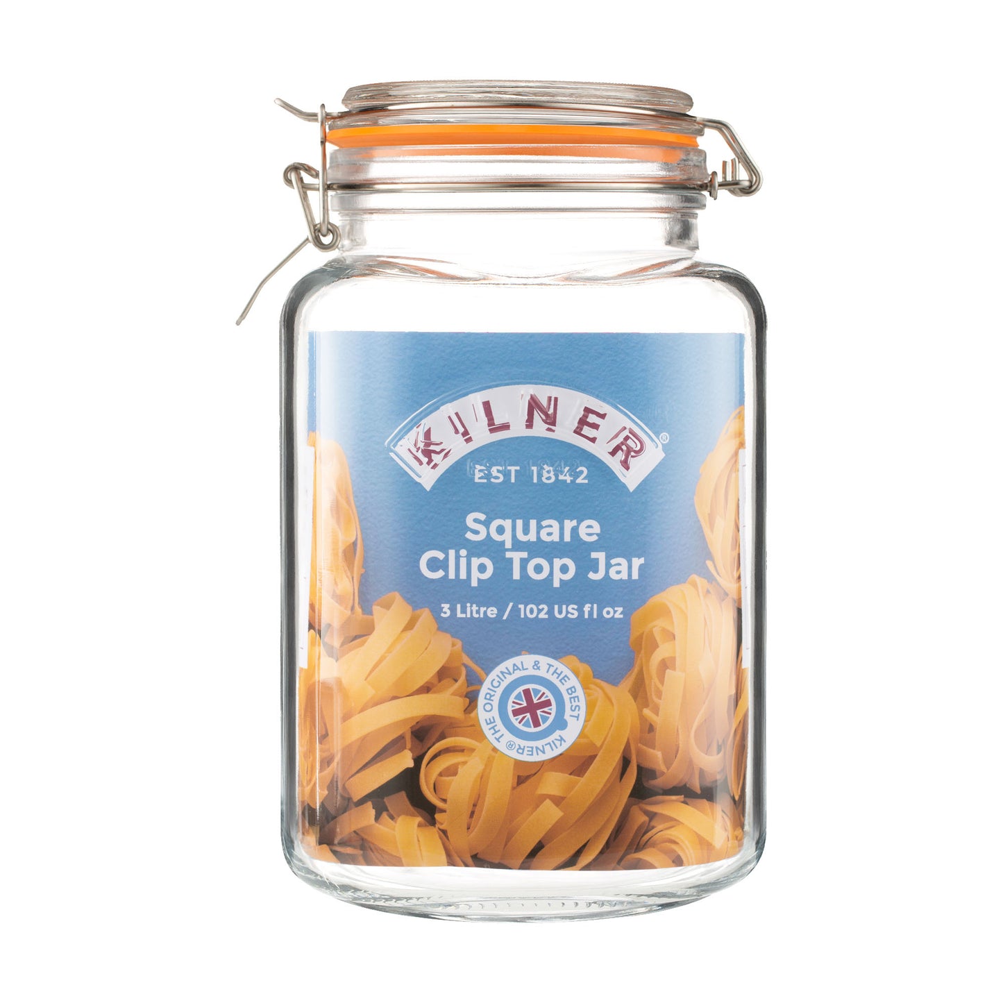 Clip Top Square Jar, 3L