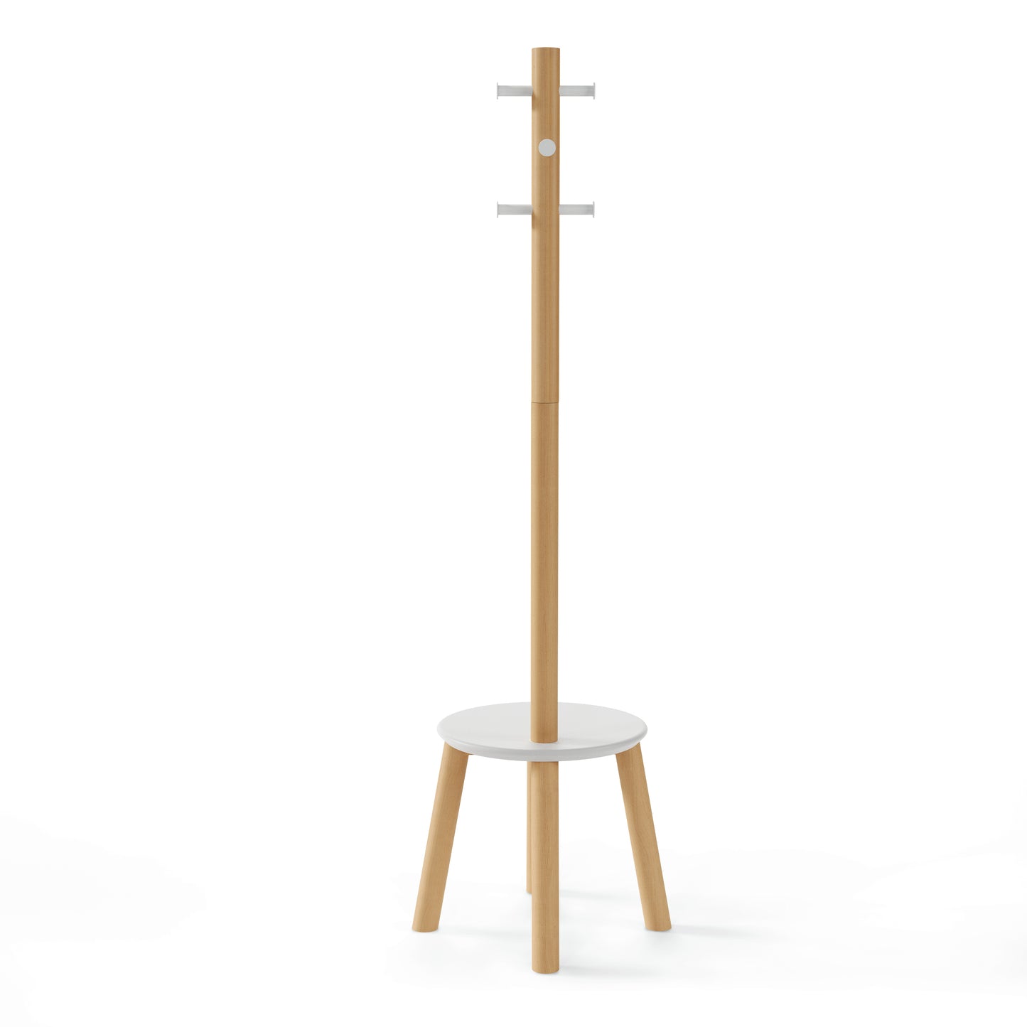 Pillar Stool/Coat Rack - White/Natural