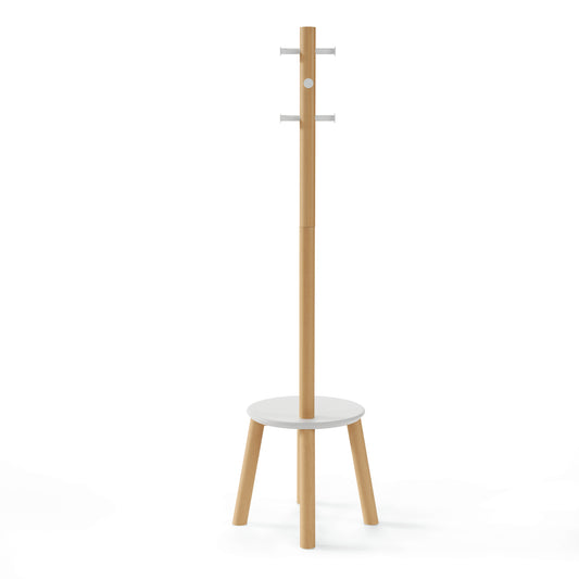 Pillar Stool/Coat Rack - White/Natural