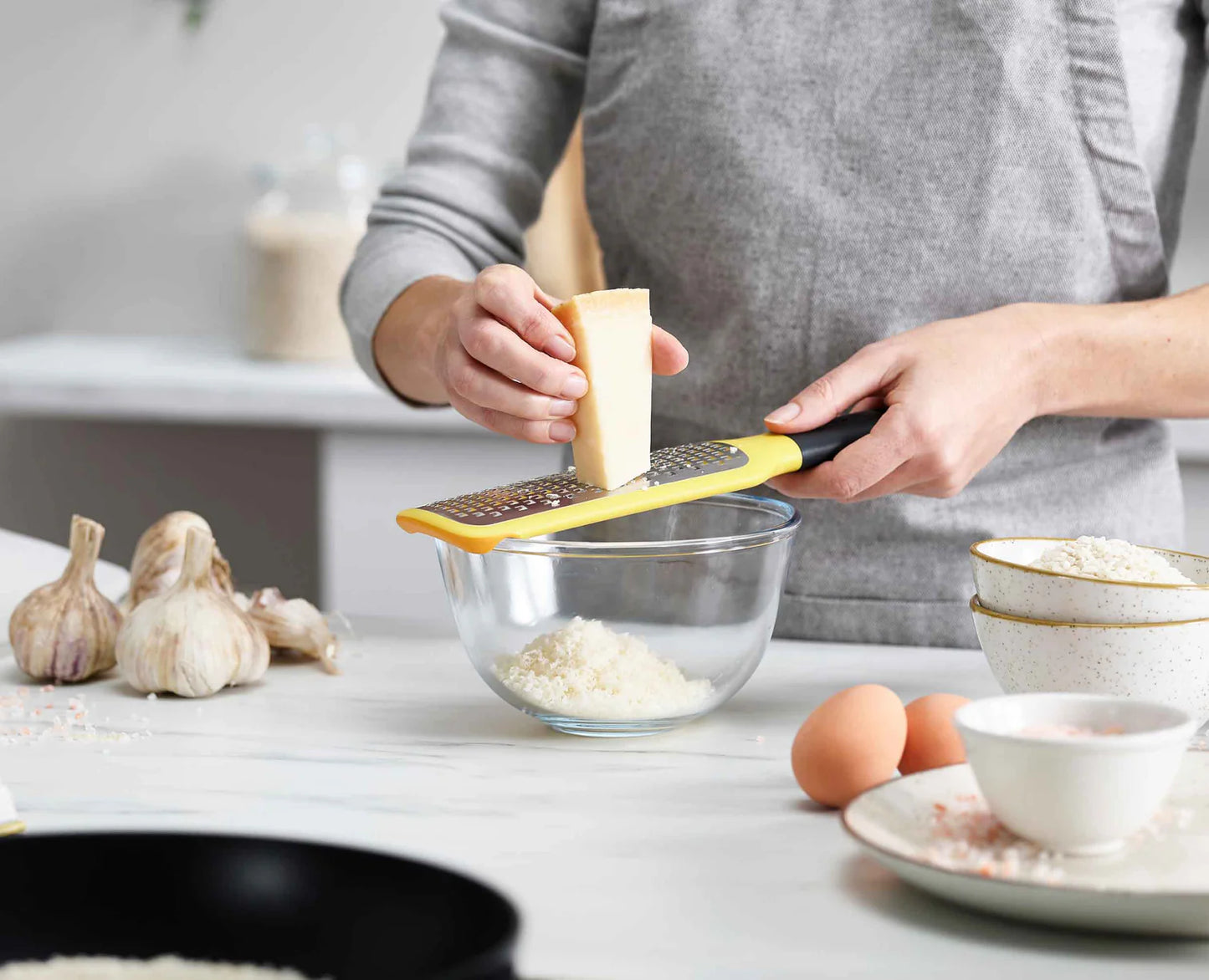 GripGrater Paddle Grater with Bowl Grip (Coarse) - Yellow