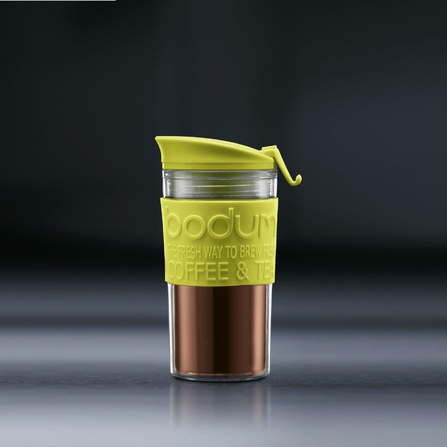 Travel Press Vacuum Coffee Maker with Extra Lid (Small), 0.35L/12oz - Lime Green