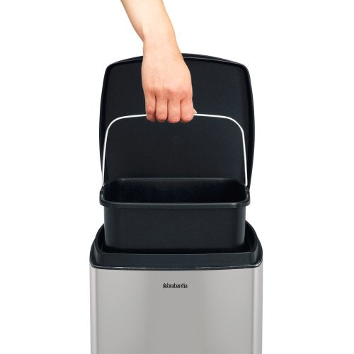 Pedal Bin Silent Rectangular 25 Litre - Matt Steel (Fingerprint Proof)