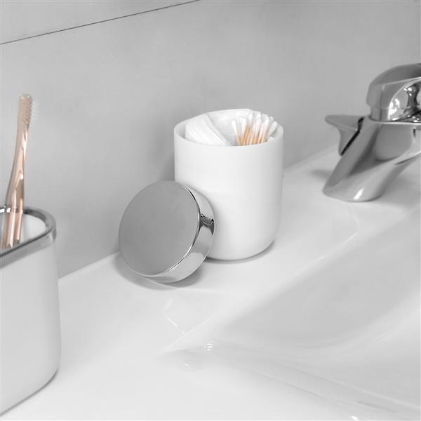 Junip Canister (with Lid) - Chrome/White