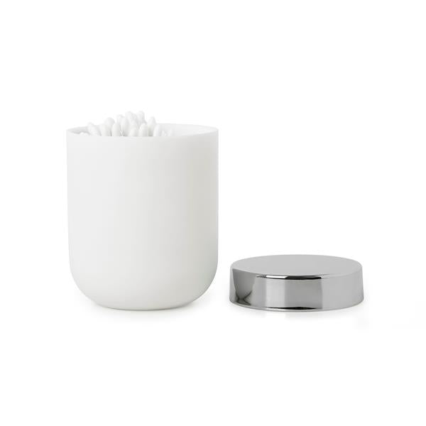 Junip Canister (with Lid) - Chrome/White
