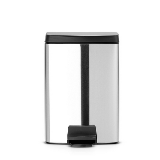 Pedal Bin Silent 10 Litre Rectangular - Brilliant Steel