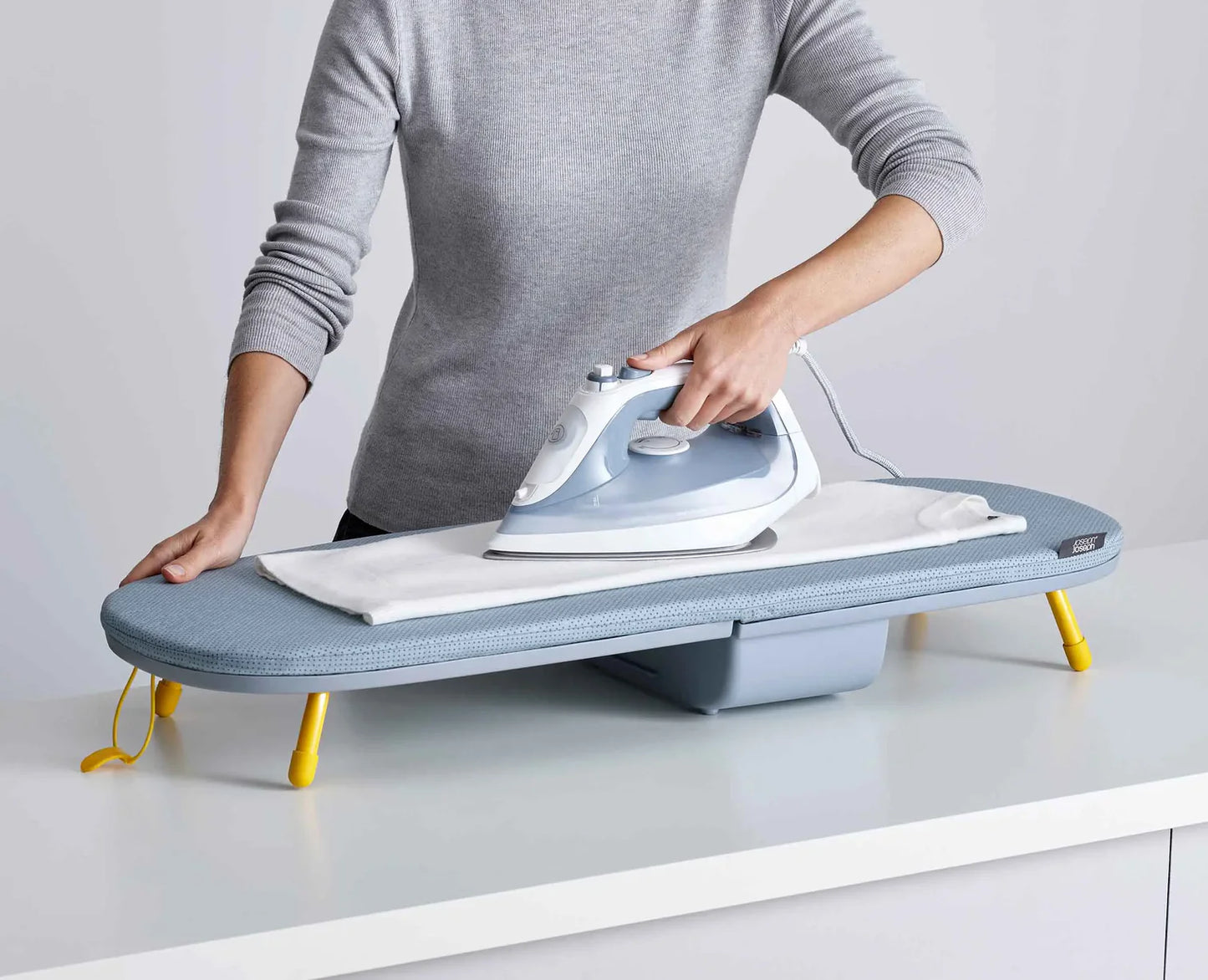 Pocket Folding Table-Top Ironing Board - Grey/Yellow