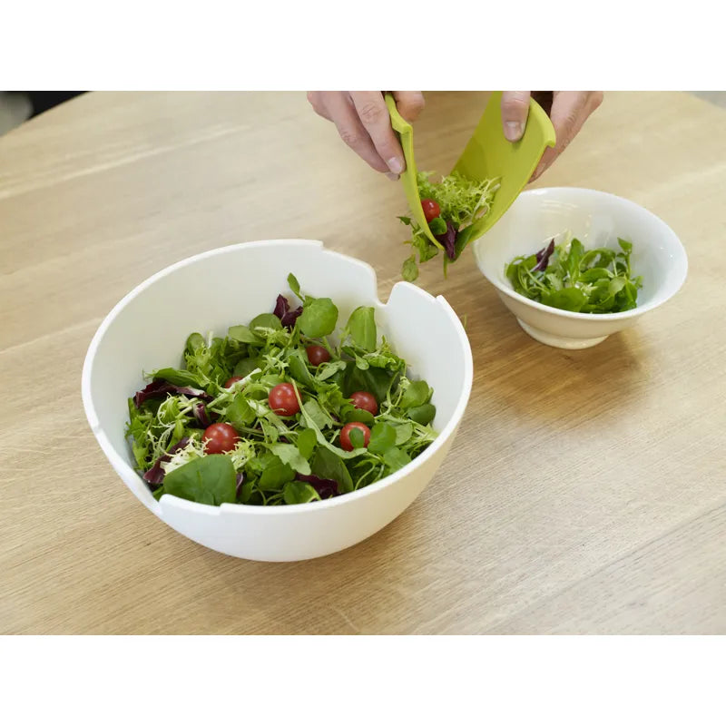 Hands On Salad Bowl with Integrated Servers - White