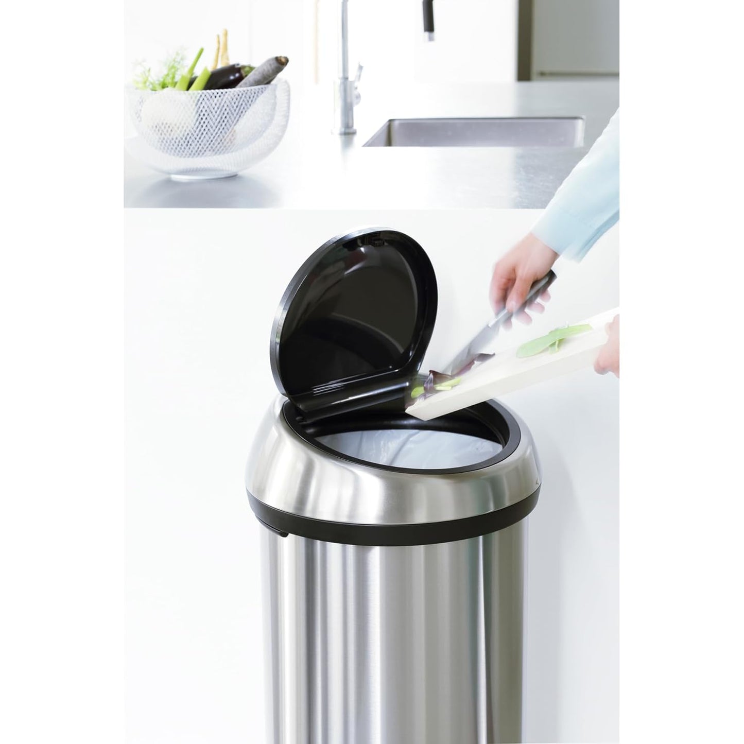Touch Bin 60 Litre - Matt Steel Fingerprint Proof/Matt Steel Fingerprint Proof Lid