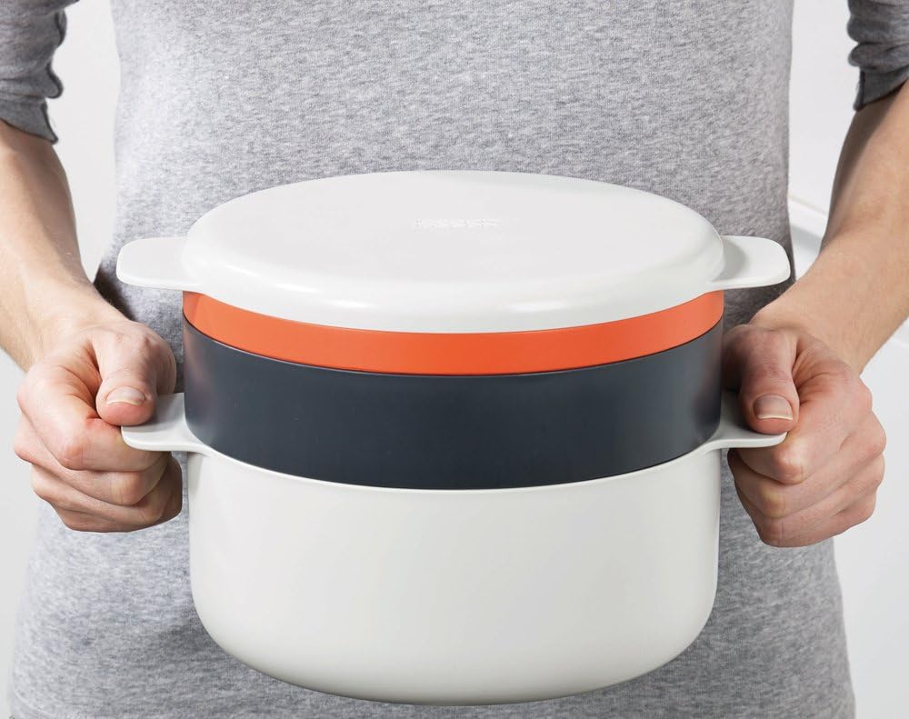 M-Cuisine Stackable Microwave Cooking Set (Set of 4)  - Stone/Orange
