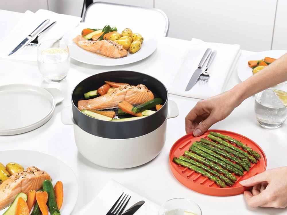 M-Cuisine Stackable Microwave Cooking Set (Set of 4)  - Stone/Orange