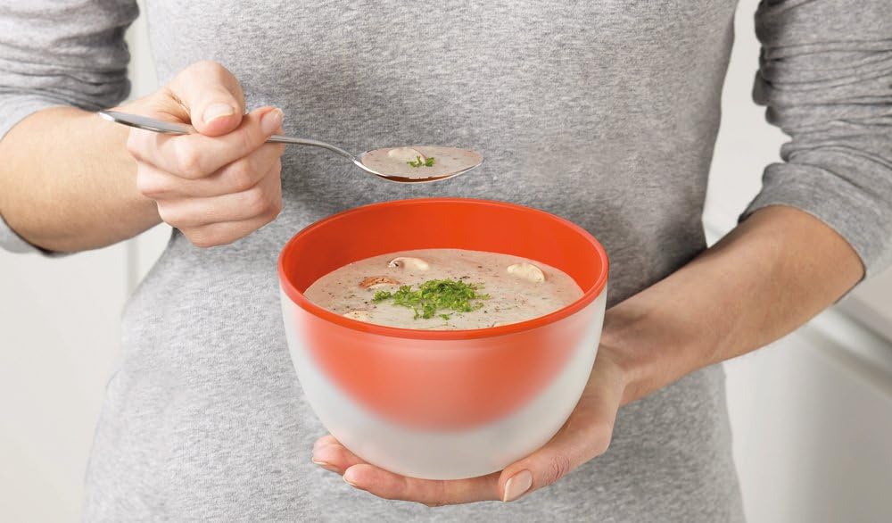 M-Cuisine-Cool Touch Microwave Bowl - Stone/Orange