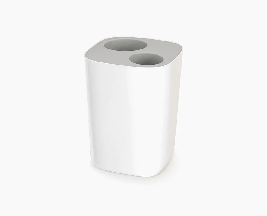 Split 8L Bathroom Waste Separation Bin - Light Grey/White