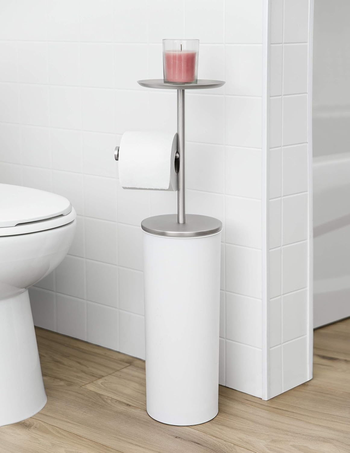 Portaloo Toilet Paper Stand (Knock Down) - White/Nickel