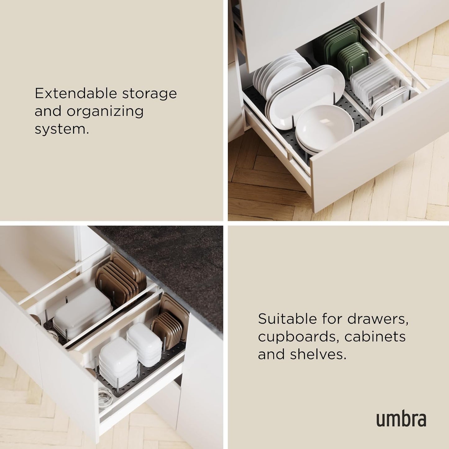 Peggy Drawer Organizer (Set of 2) - Charcoal