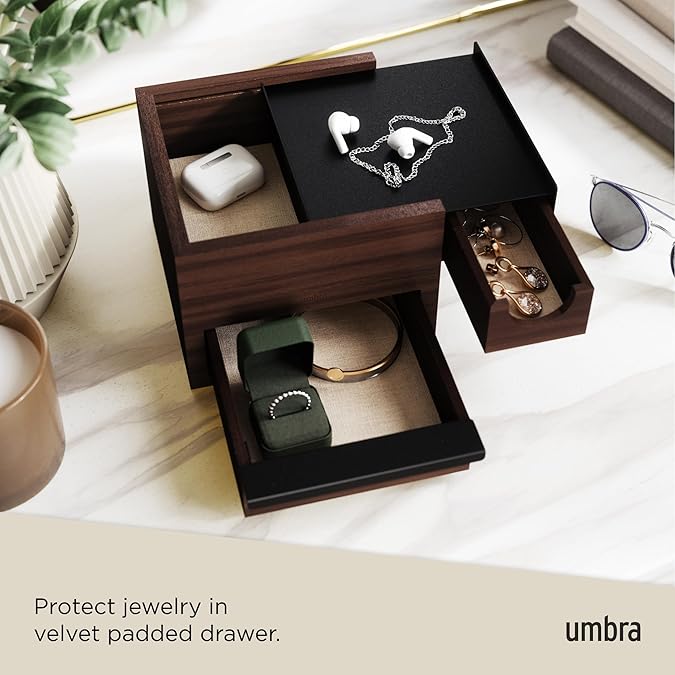 Mini Stowit Jewelry Box - Walnut/Black