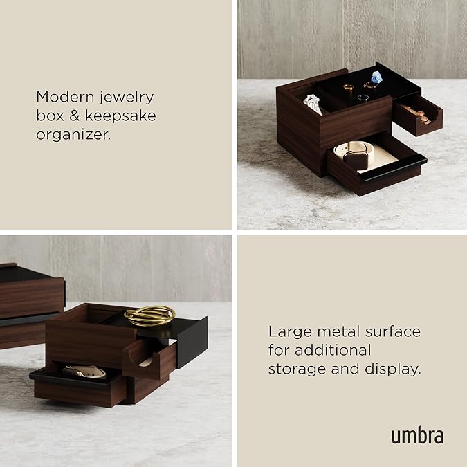 Mini Stowit Jewelry Box - Walnut/Black