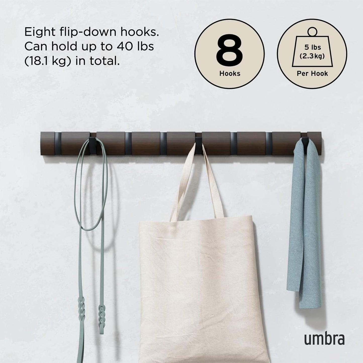 Flip 8 Hook - Black/Walnut