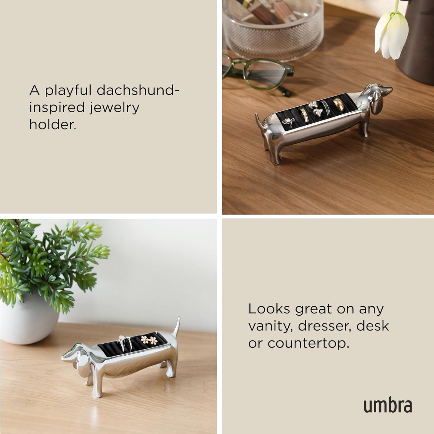 Dachsie Ring Holder - Chrome
