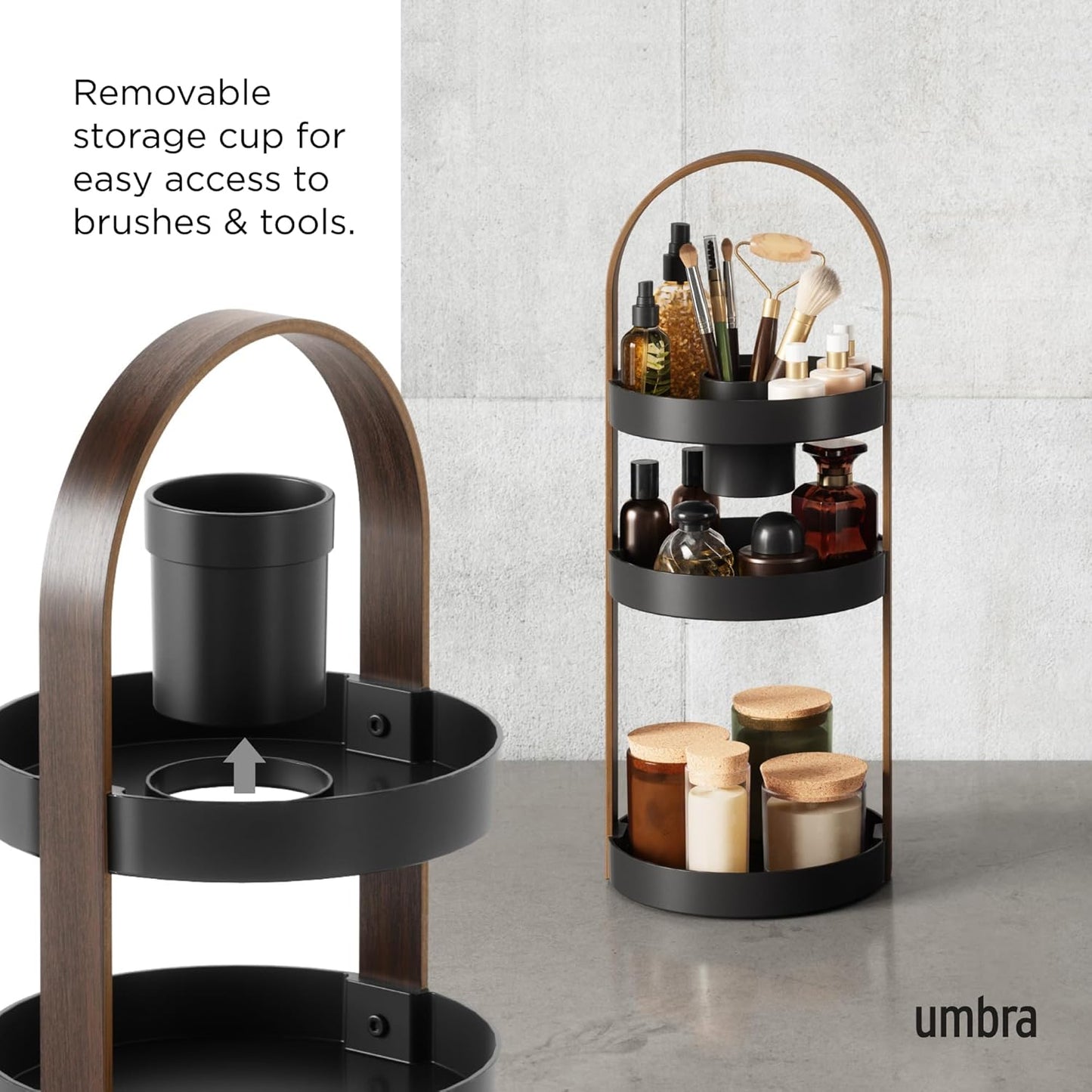 Bellwood Cosmetic Organizer - Black/Walnut