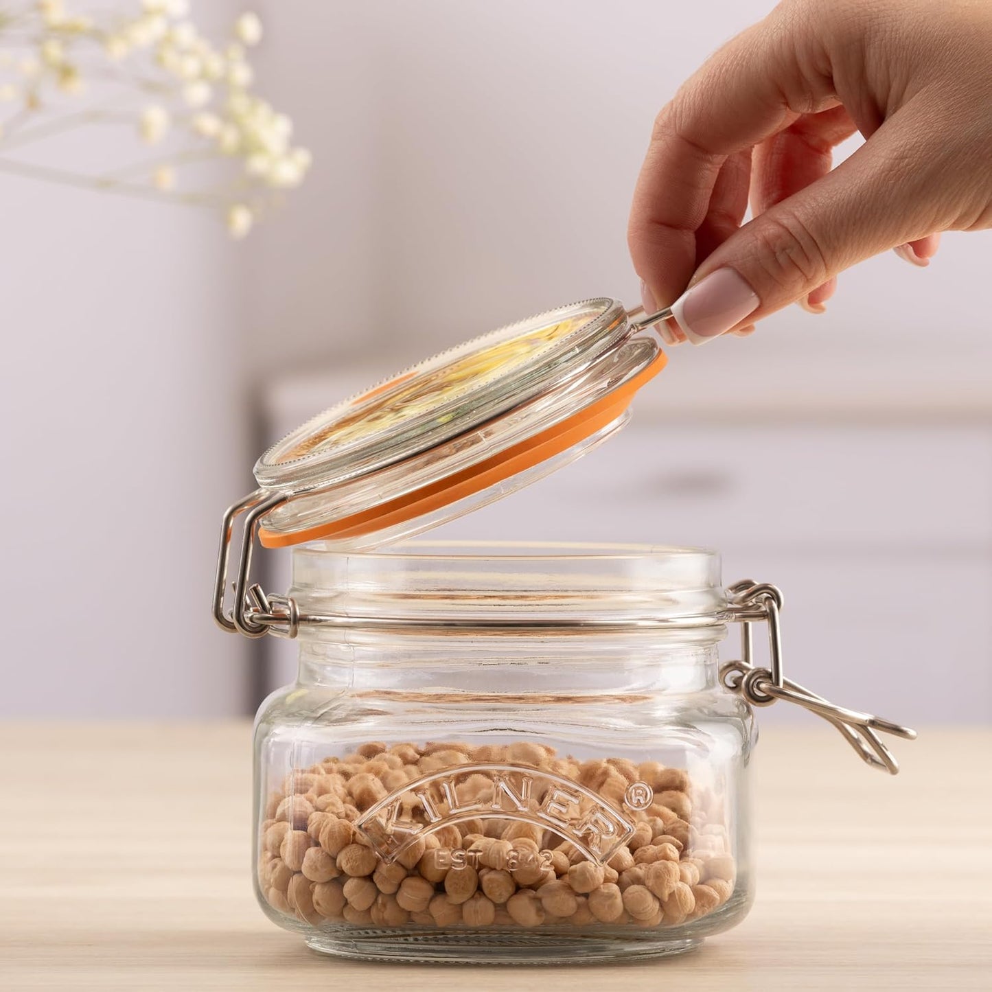 Clip Top Square Jar, 0.5L