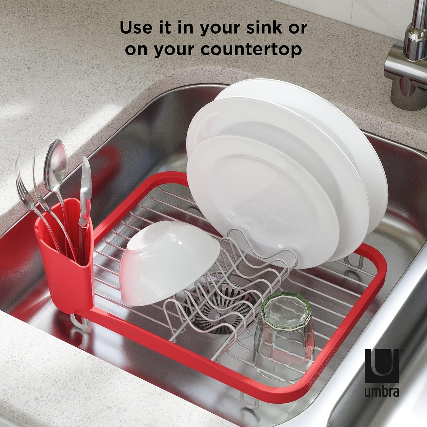 Sinkin Dish Rack - Red/Nickel