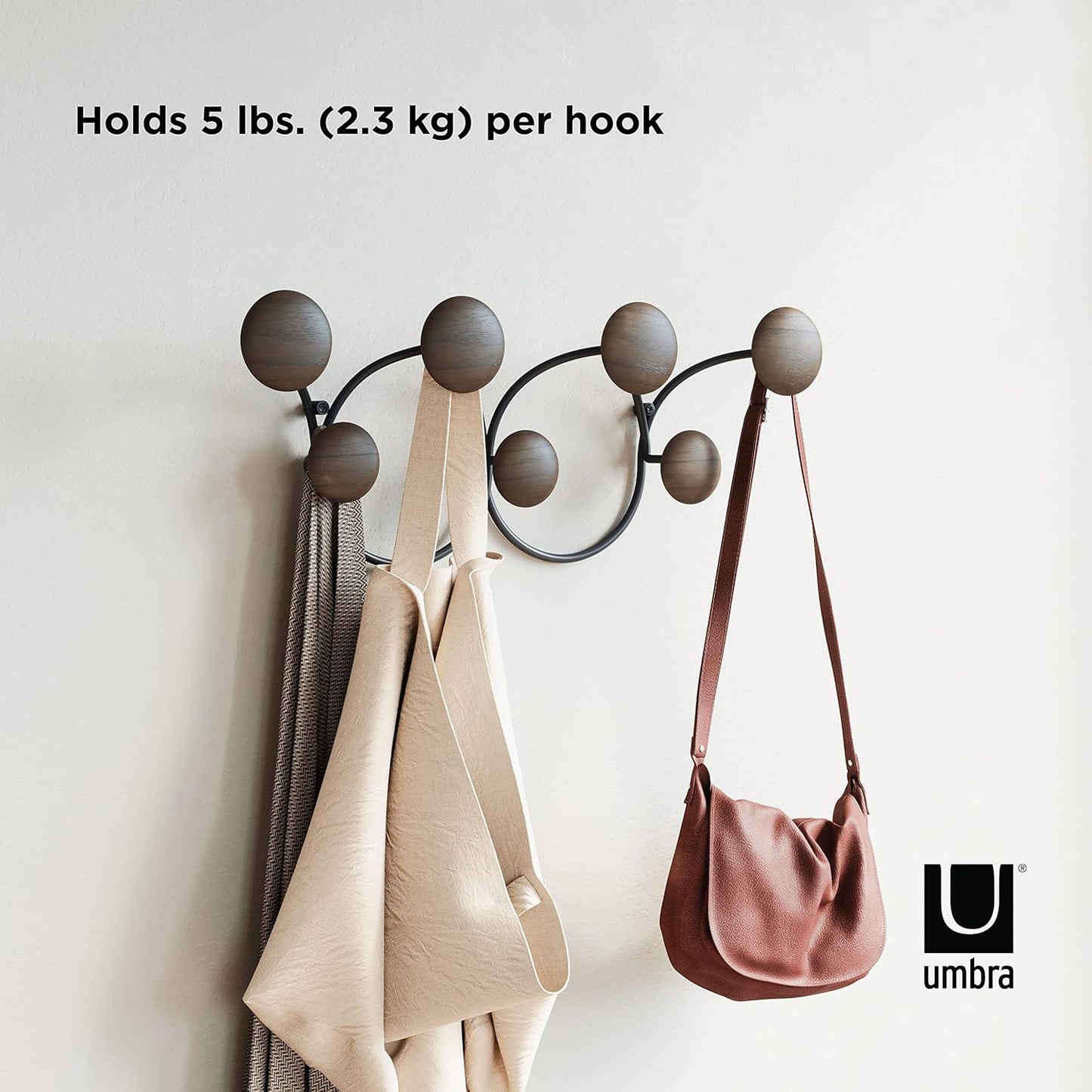 Dotsy 7 Hook - Black/Walnut