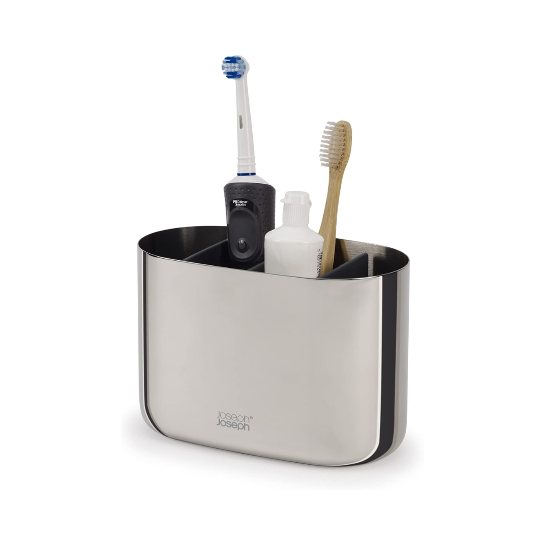 Easystore Luxe Large Toothbrush Caddy - Steel