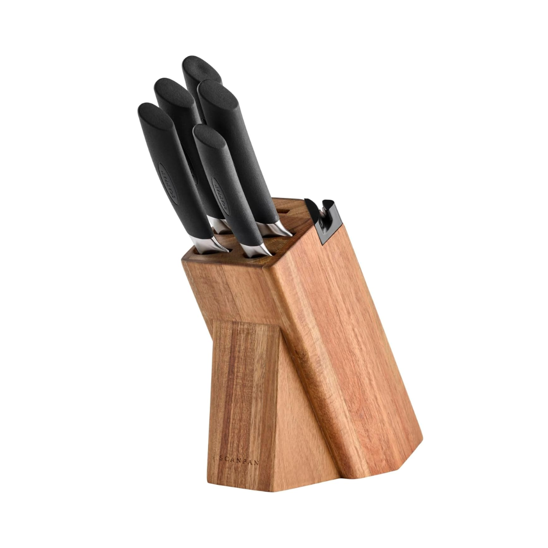 Sax - Acacia Knife Block Set (6Pcs) W/ Sharpener