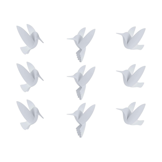 Hummingbird Wall Decor (Set of 9) - White