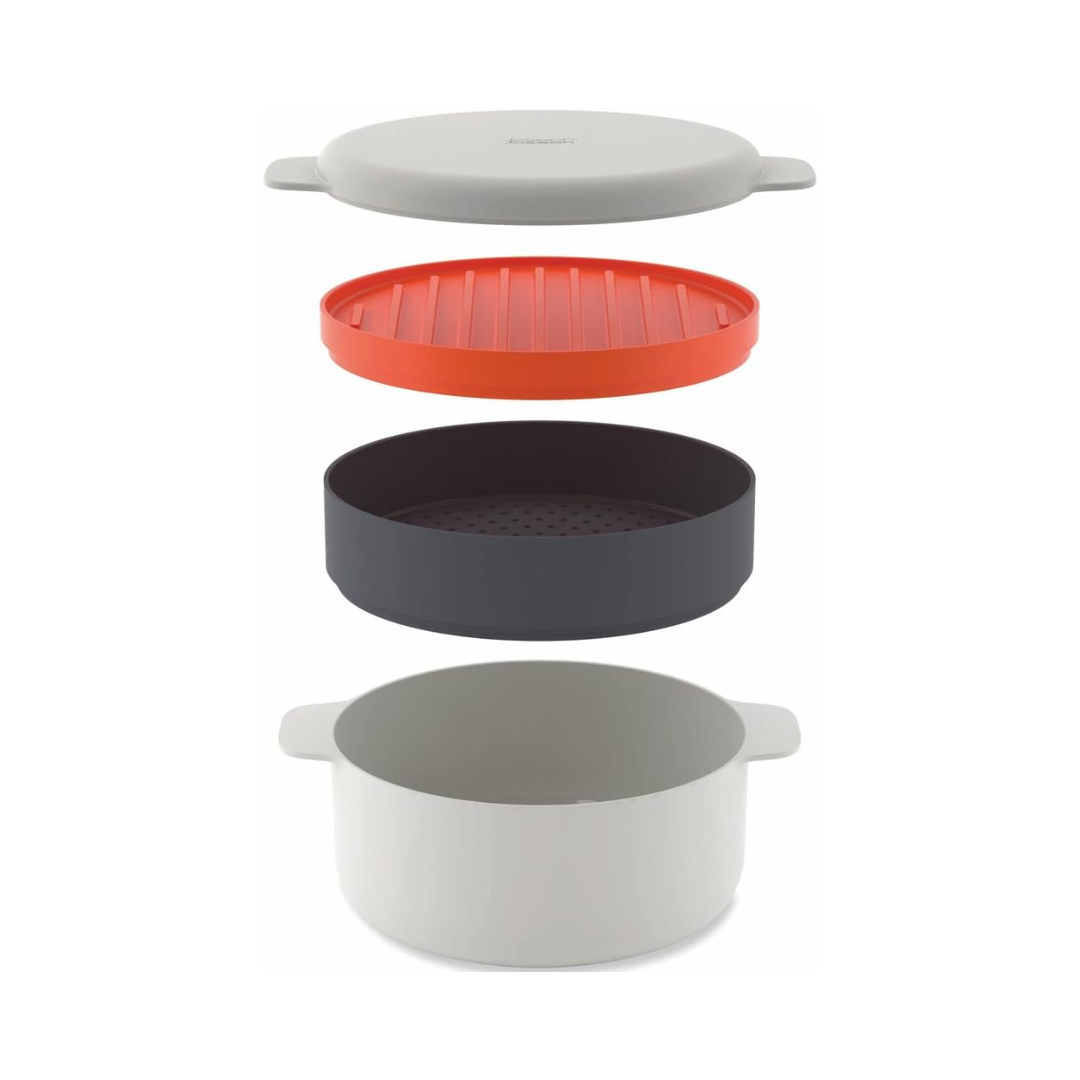 M-Cuisine Stackable Microwave Cooking Set (Set of 4)  - Stone/Orange