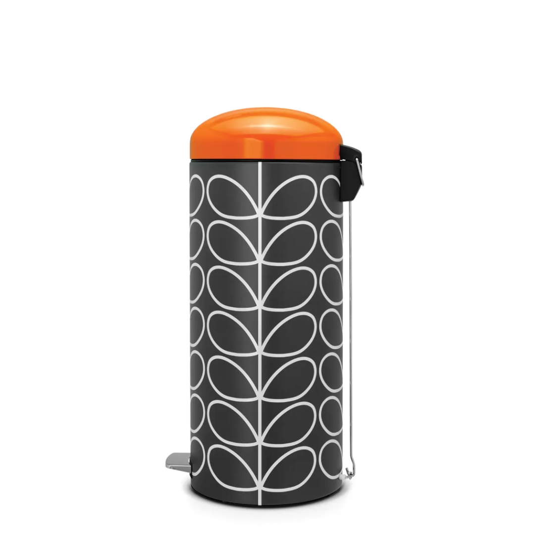 Pedal Bin Retro Silent 30 Litre - Orla Kiely Charcoal/Orange Lid