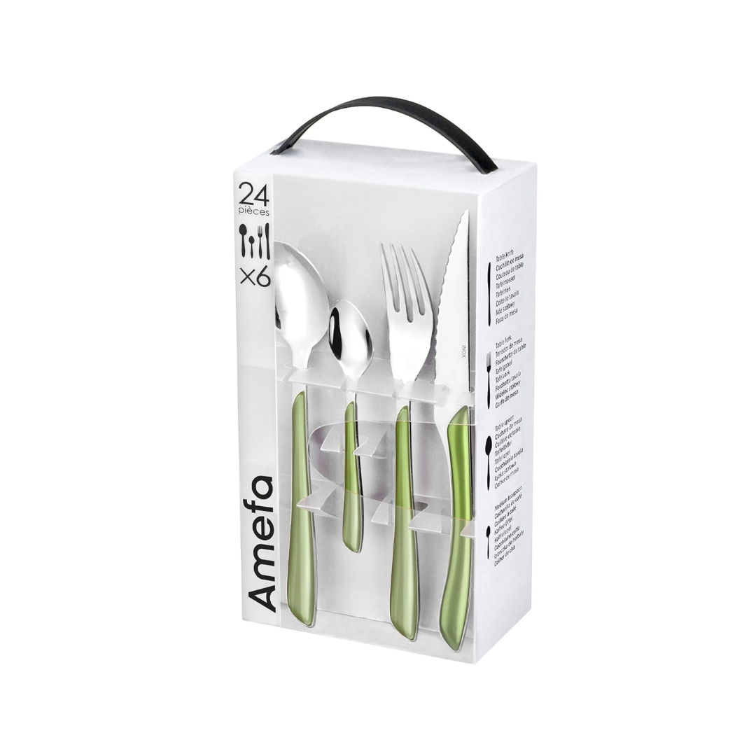 Eclat (24 Pieces Cutlery Set in Transparent Box) - Olive Green