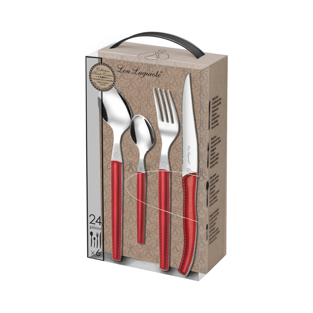 Sky Lag (24 Pieces Cutlery Set in Transparent Box) - Red