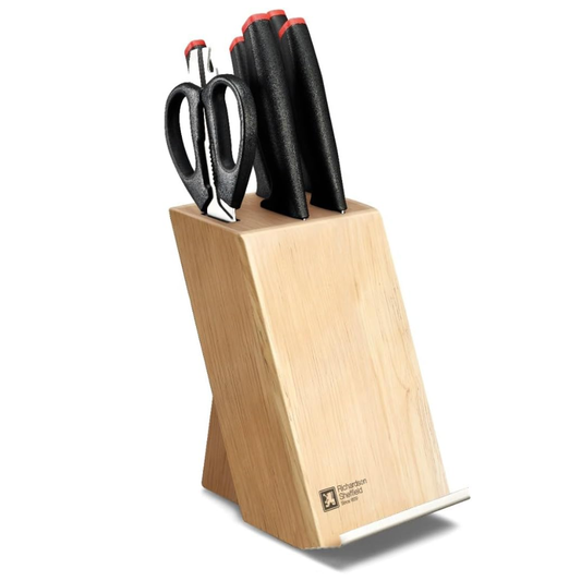 New Laser 6-pc. Knife Block Set-Natural wood
